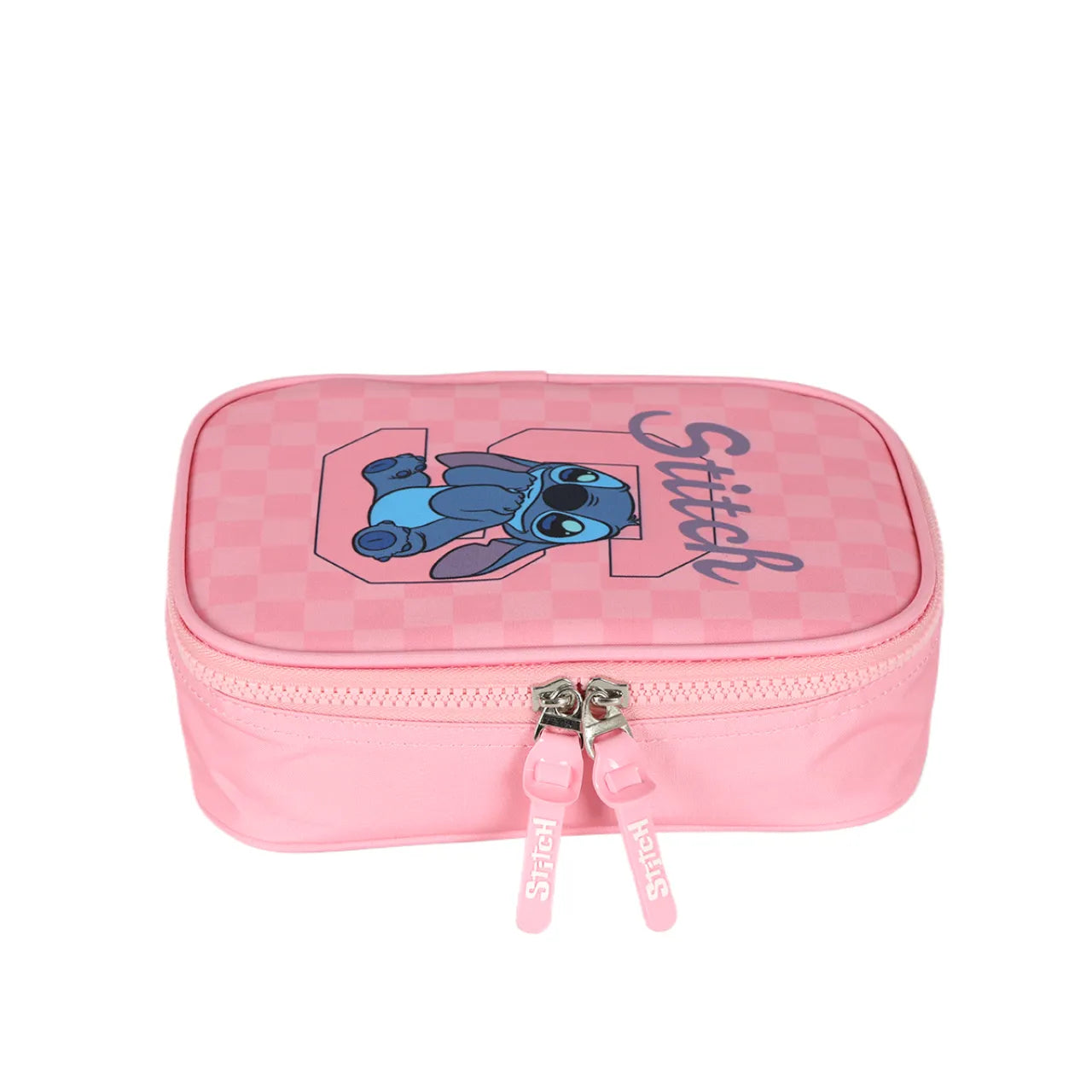 Kit Mochila Roda Stitch Rosa com Lancheira e Estojo Box