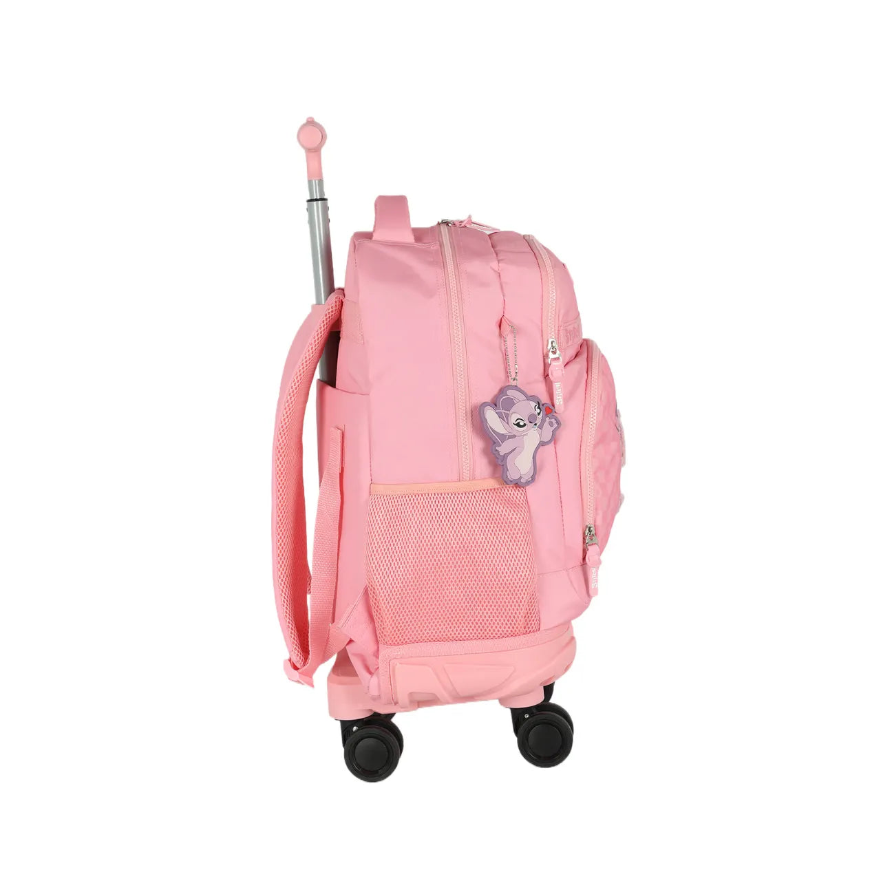 Kit Mochila Roda Stitch Rosa com Lancheira e Estojo Box