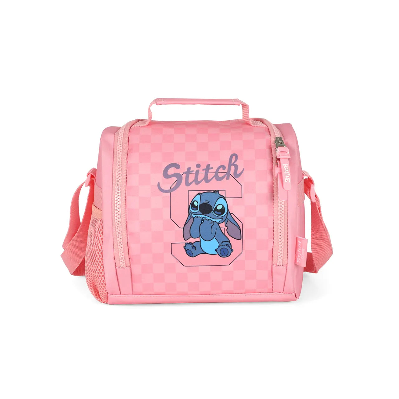 Kit Mochila Roda Stitch Rosa com Lancheira e Estojo Box