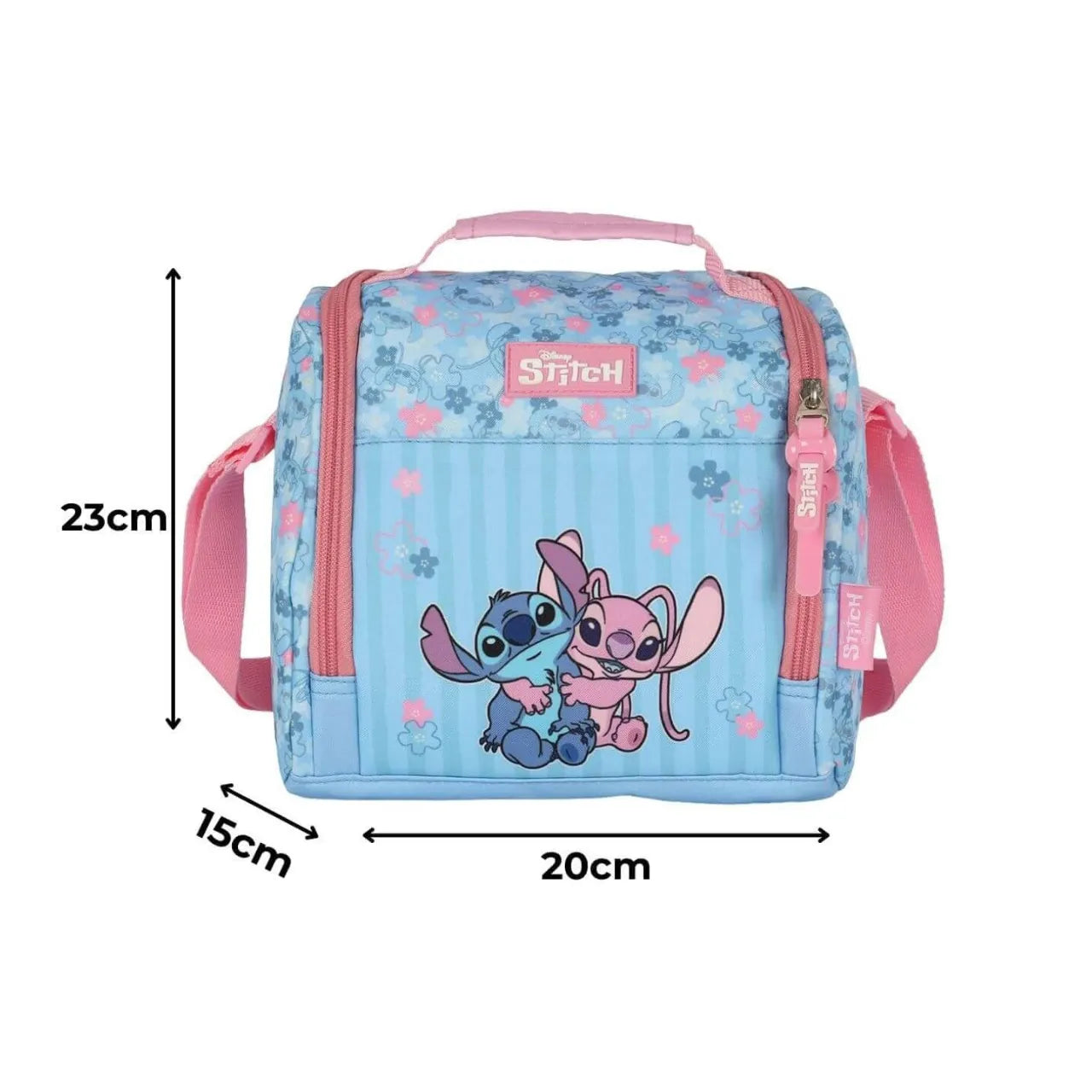 Kit Mochila Roda Stitch e Angel Azul e Rosa com Estojo Box