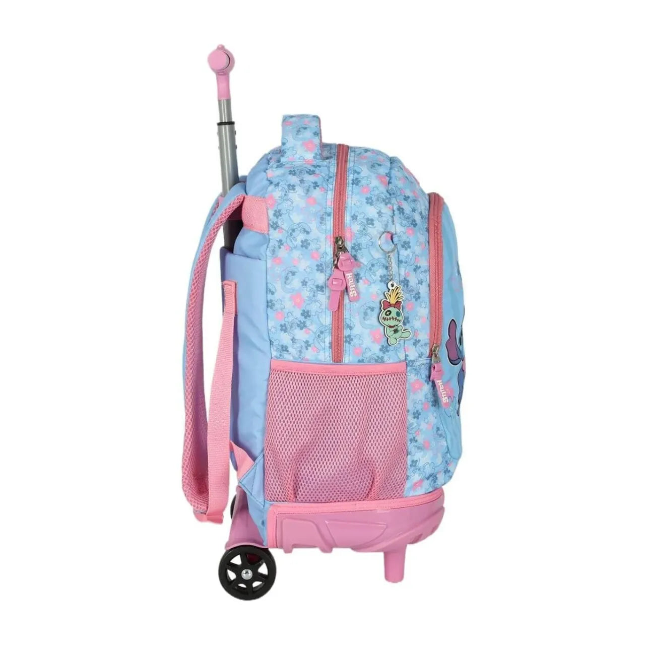 Kit Mochila Roda Stitch e Angel Azul e Rosa com Estojo Box