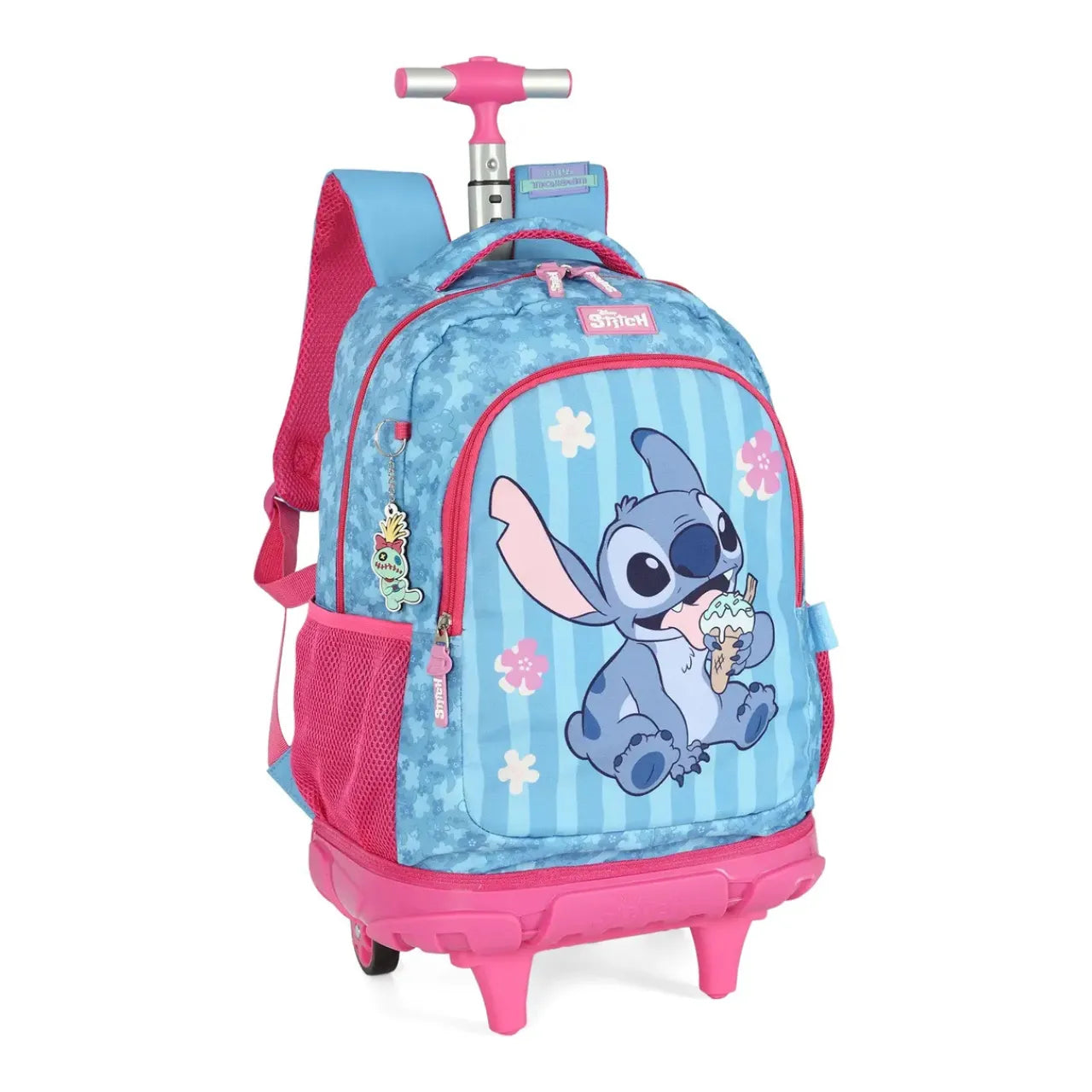 Kit Mochila Roda Stitch e Angel Azul com Lancheira e Estojo