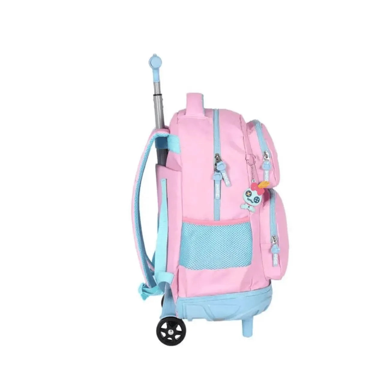 Kit Mochila Rodinha Stitch Rosa com Lancheira e Estojo Box