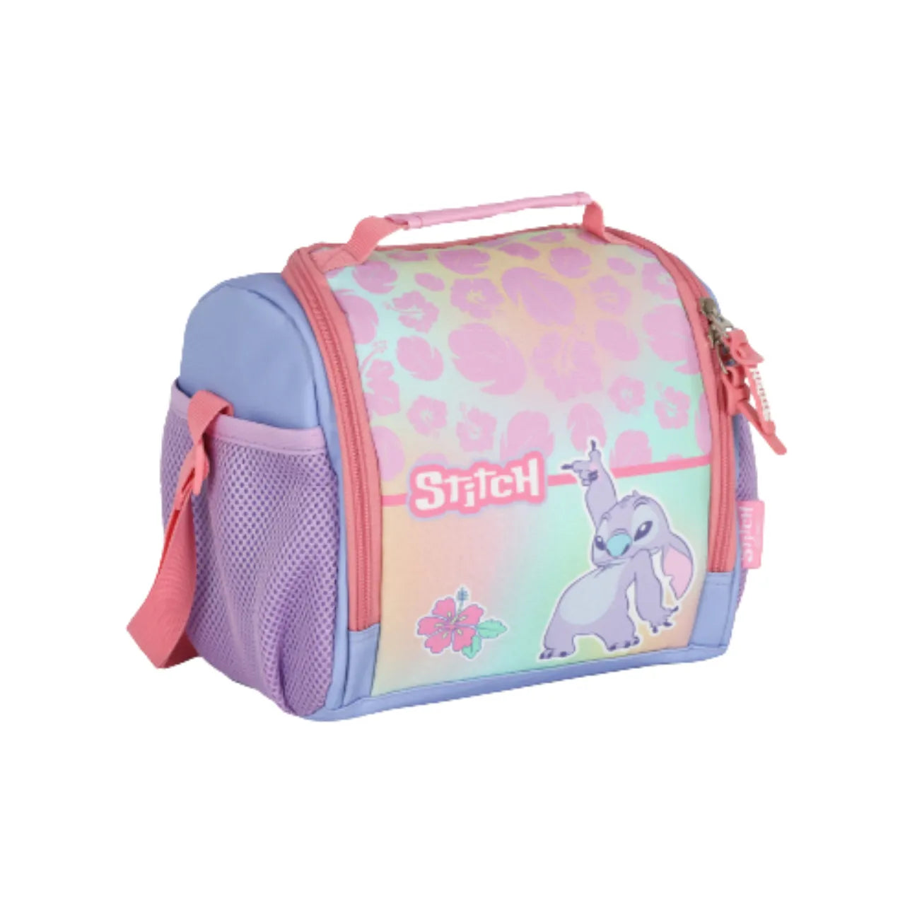 Kit Mochila Roda Stitch Rosa com Lancheira e Estojo Box