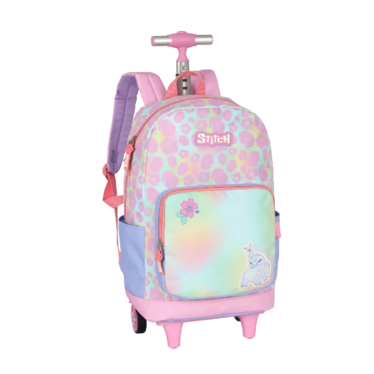Kit Mochila Roda Stitch Rosa com Lancheira e Estojo Box