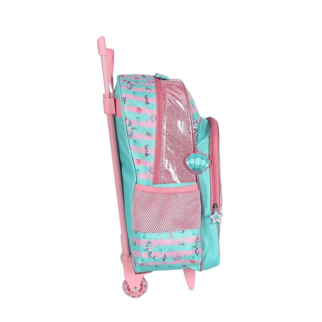 Kit Mochila Roda Sereia Verde com Lancheira e Estojo Box