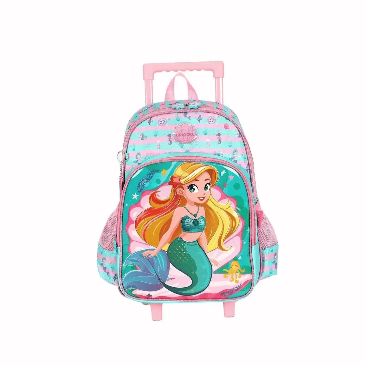 Kit Mochila Roda Sereia Verde com Lancheira e Estojo Box
