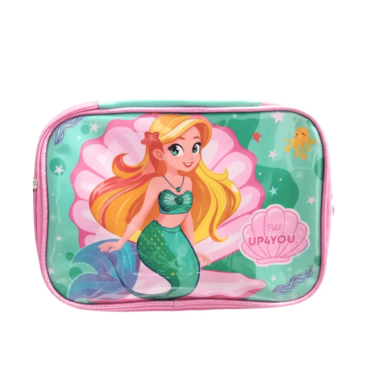 Kit Mochila Roda Sereia Verde com Lancheira e Estojo Box