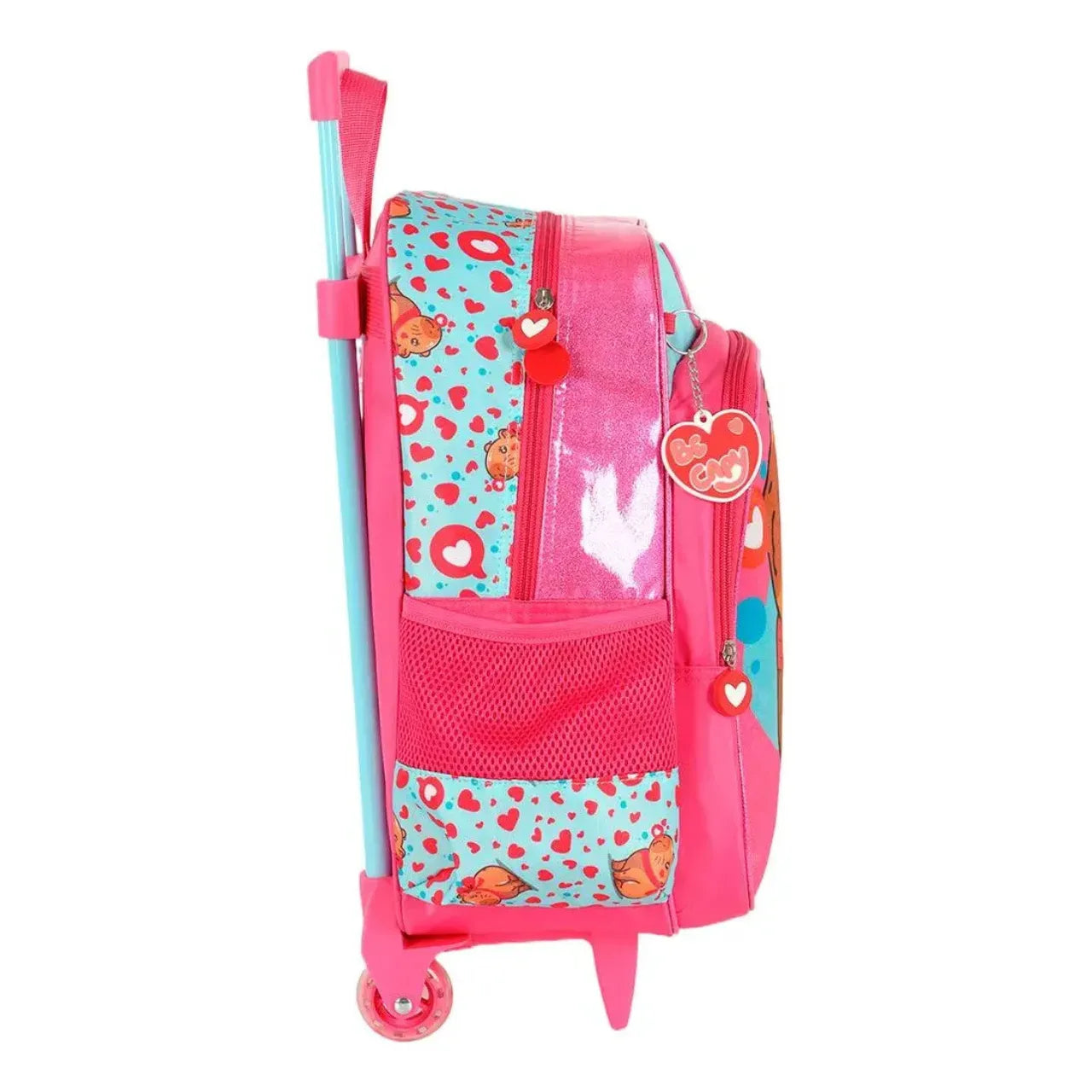 Kit Mochila Roda Capivara Pink com Lancheira e Estojo Box