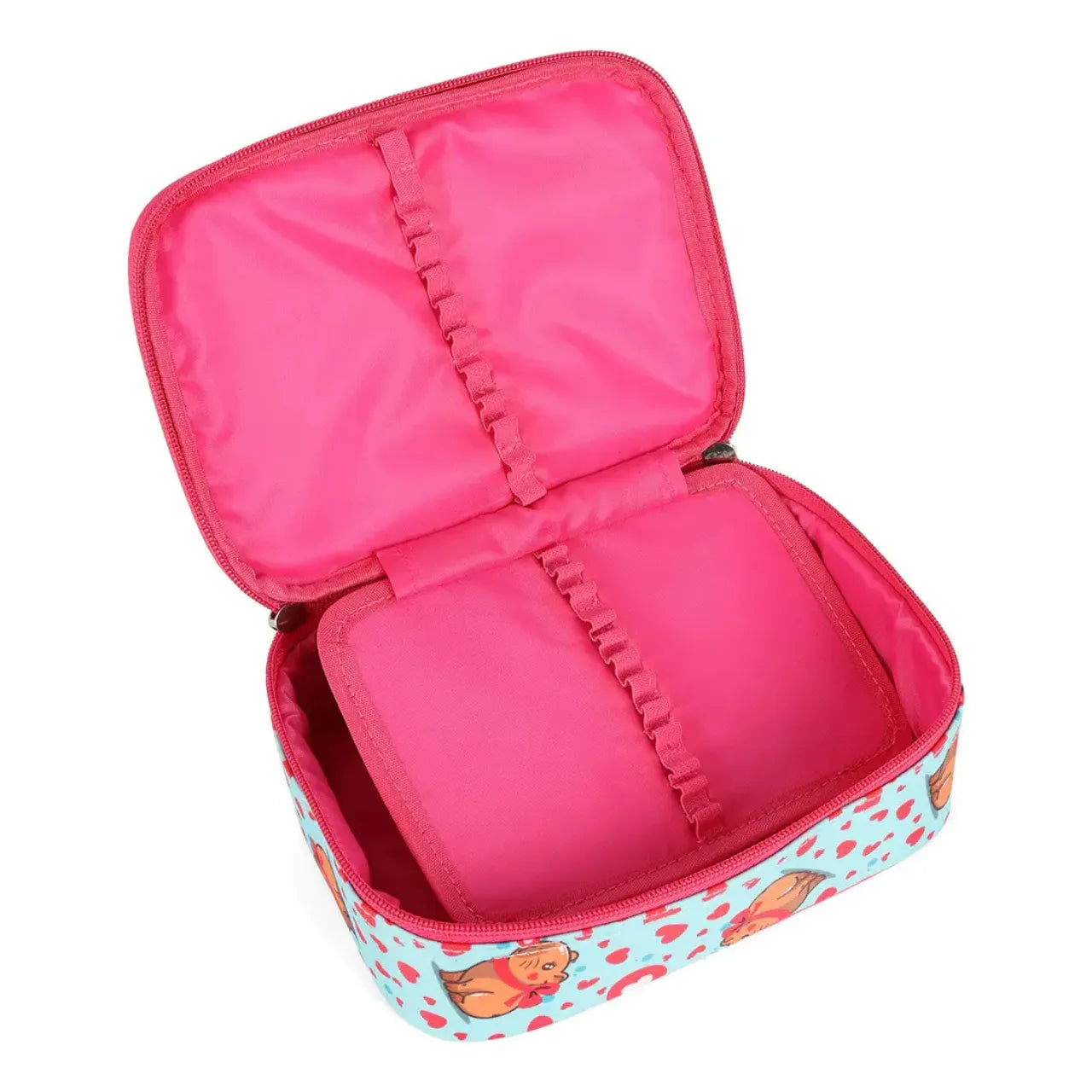 Kit Mochila Roda Capivara Pink com Lancheira e Estojo Box