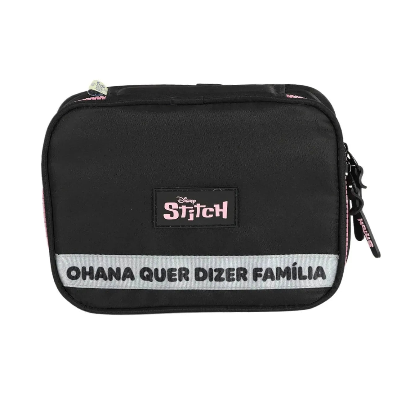 Kit Mochila Roda Stitch Preta com Lancheira e Estojo Box