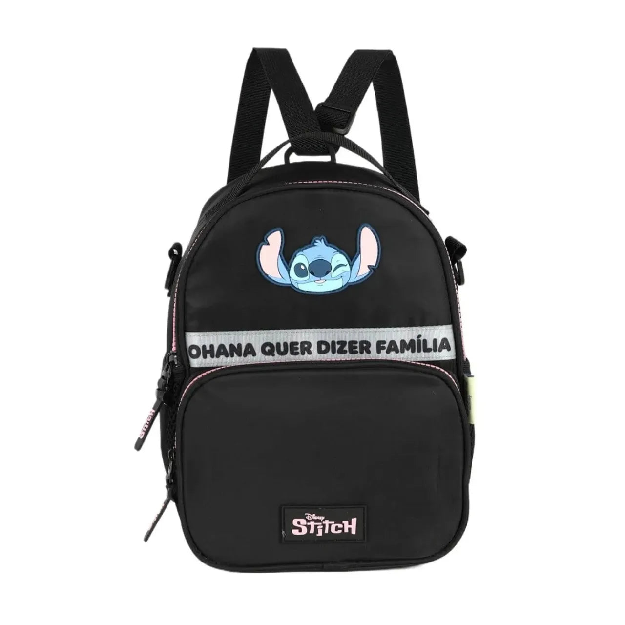 Kit Mochila Roda Stitch Preta com Lancheira e Estojo Box