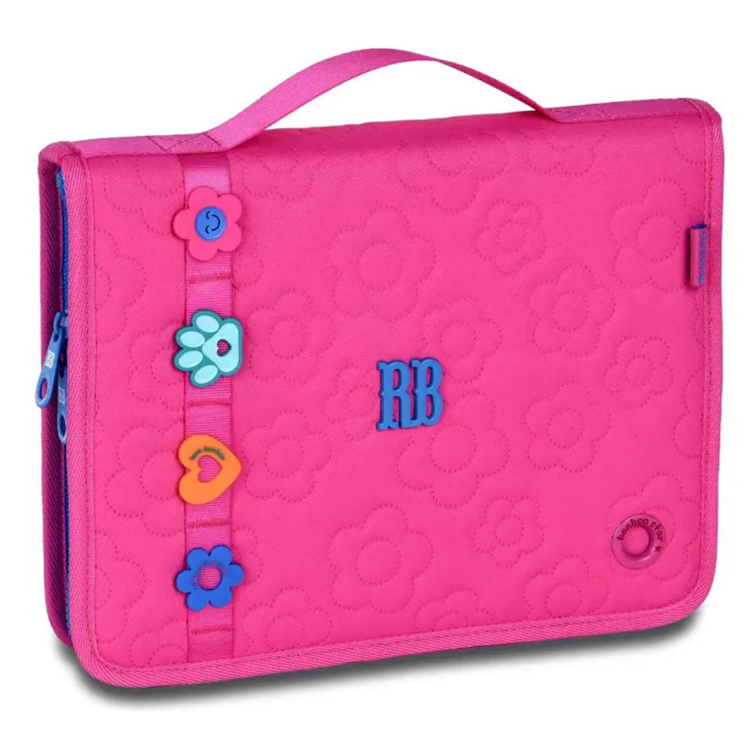 Estojo Simples Rosa Flores Rebecca Bonbon Escolar Feminino