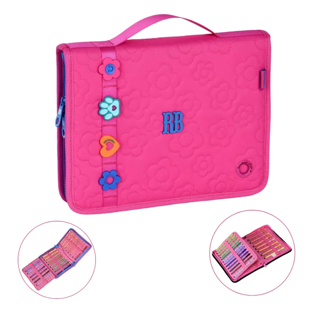 Estojo Simples Rosa Flores Rebecca Bonbon Escolar Feminino