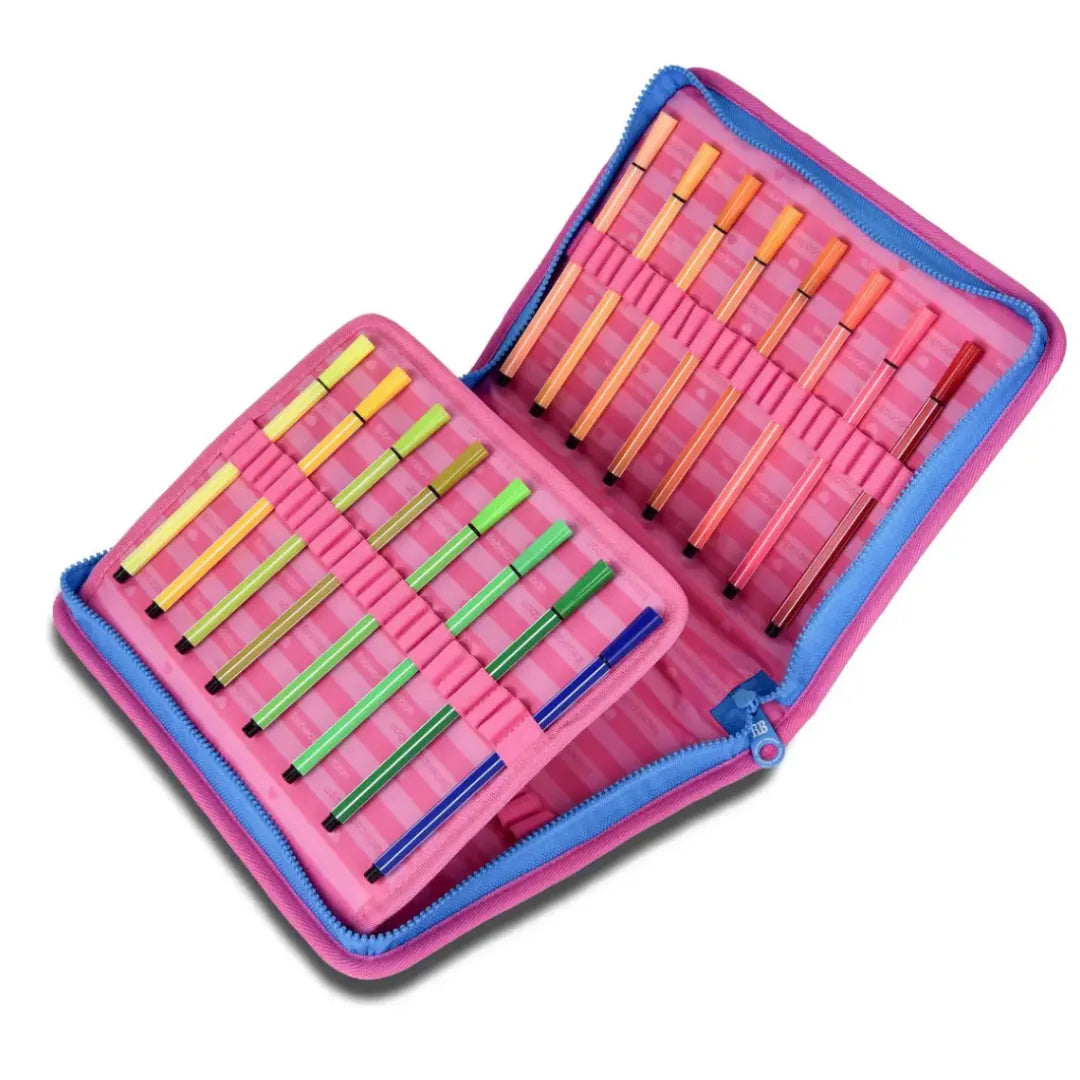 Estojo Simples Rosa Flores Rebecca Bonbon Escolar Feminino