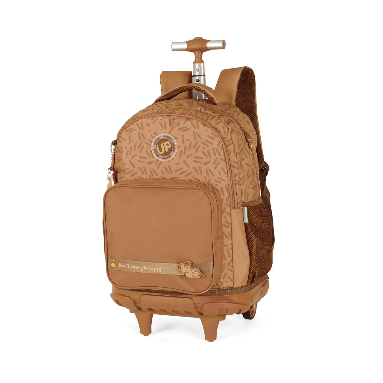 Kit Mochila Roda Capivara Marrom com Lancheira e Estojo Box
