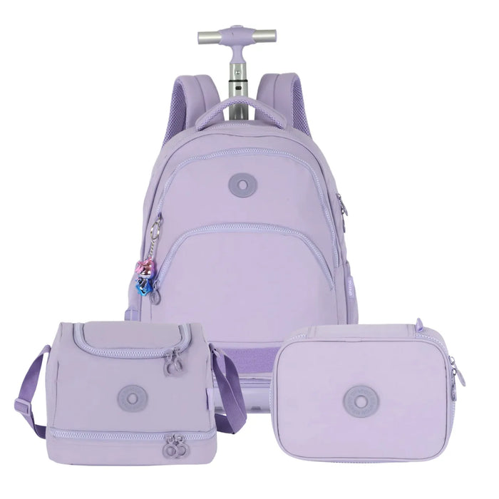 Kit Mochila Roda Up4You Roxa com Lancheira e Estojo Box