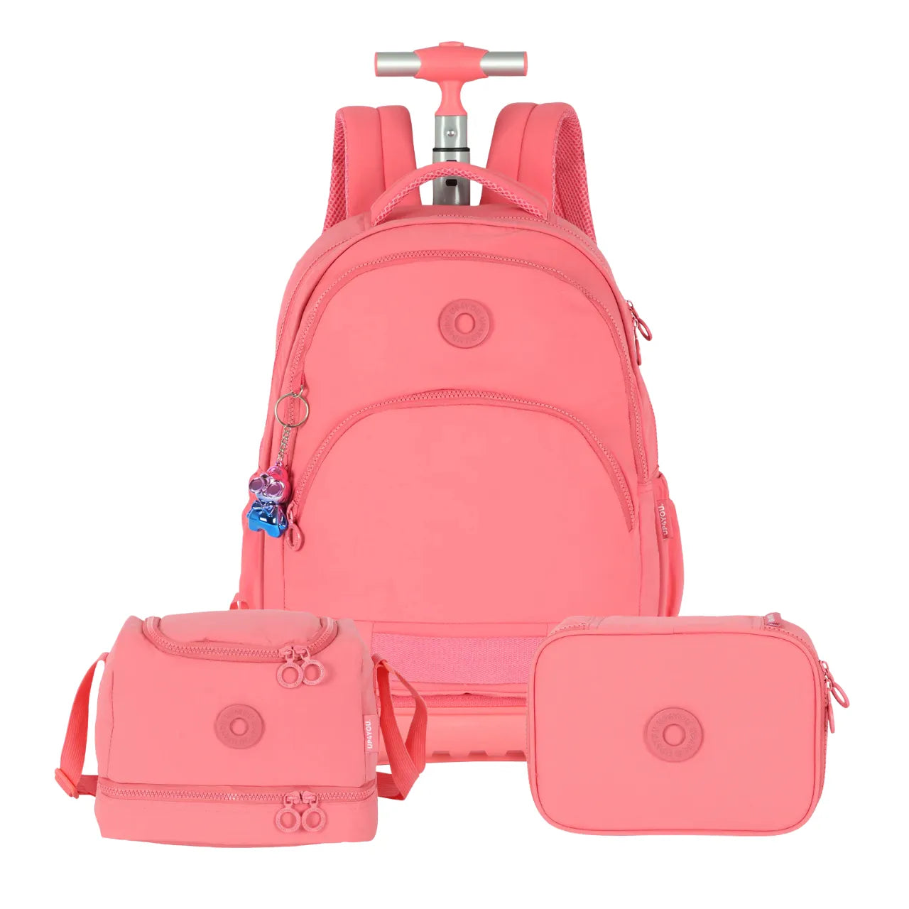 Kit Mochila Roda Up4You Salmão com Lancheira e Estojo Box