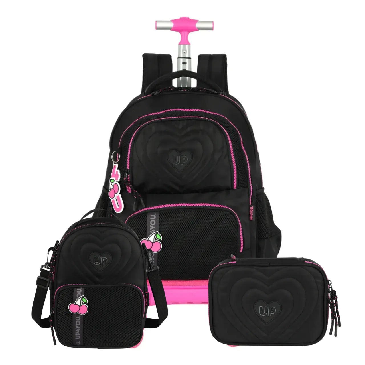 Kit Mochila Roda Up4You Preta com Lancheira e Estojo Box