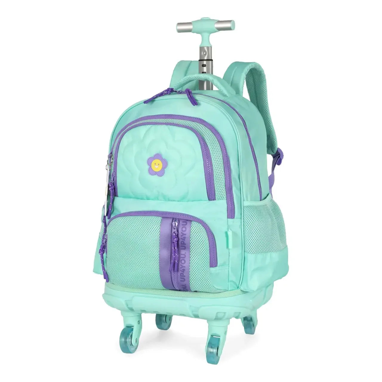 Kit Mochila Roda Up4You Turquesa com Lancheira e Estojo Box