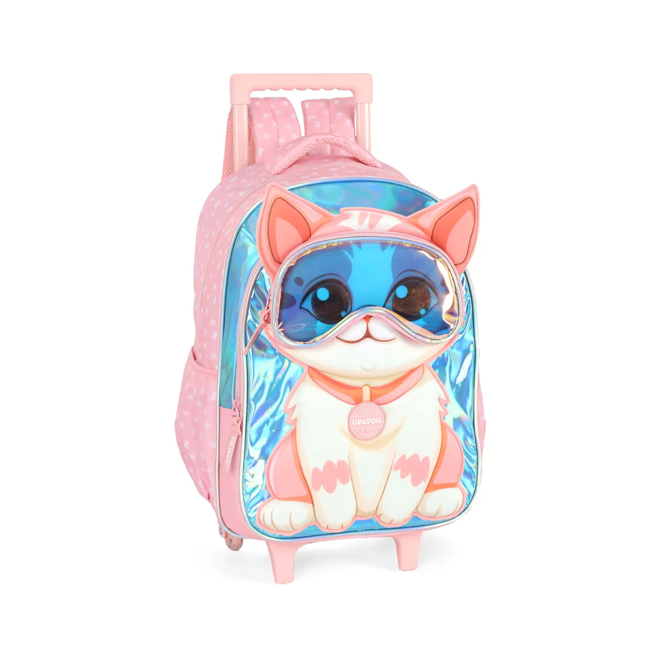 Kit Mochila Roda Cat Salmão com Lancheira e Estojo Box