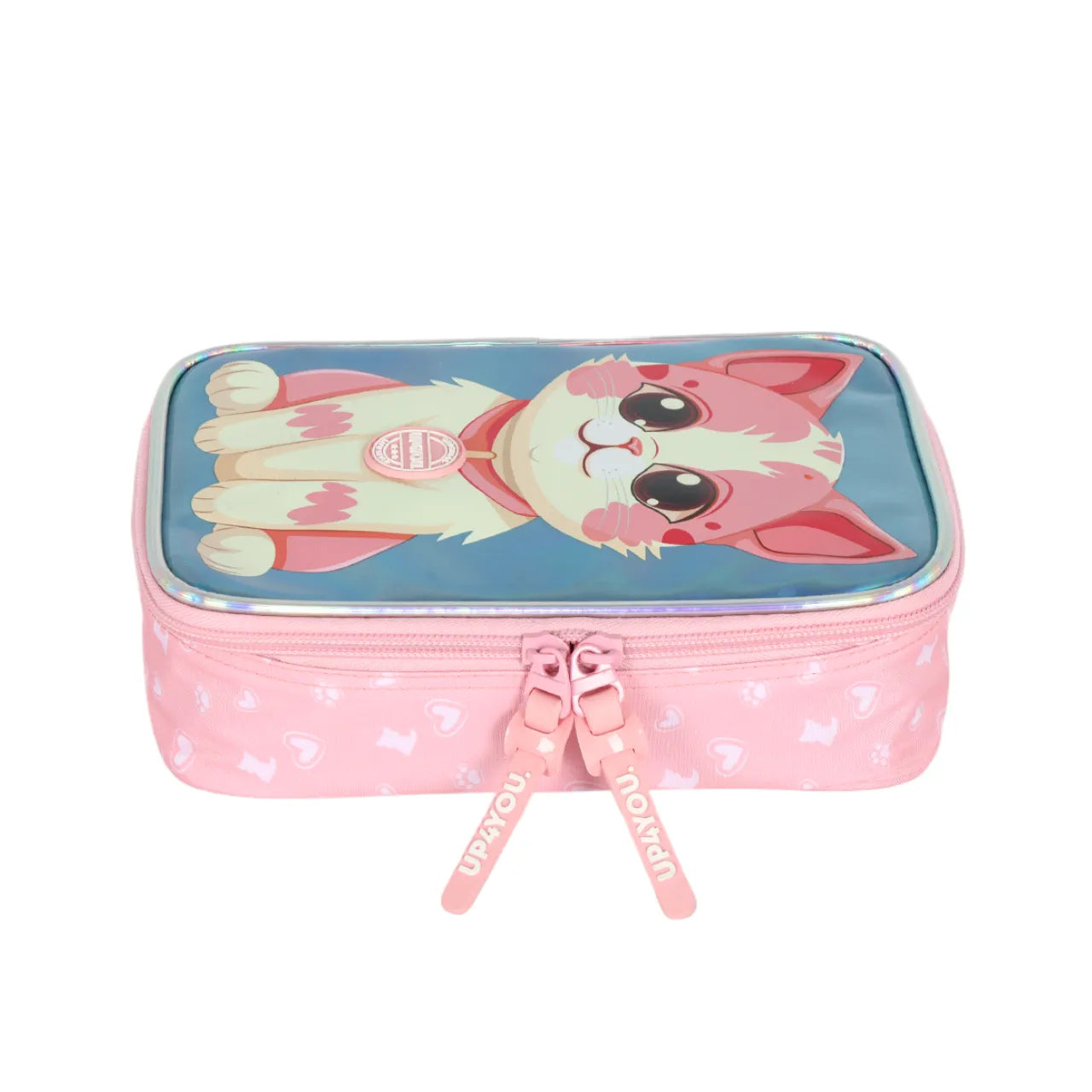 Kit Mochila Roda Cat Salmão com Lancheira e Estojo Box