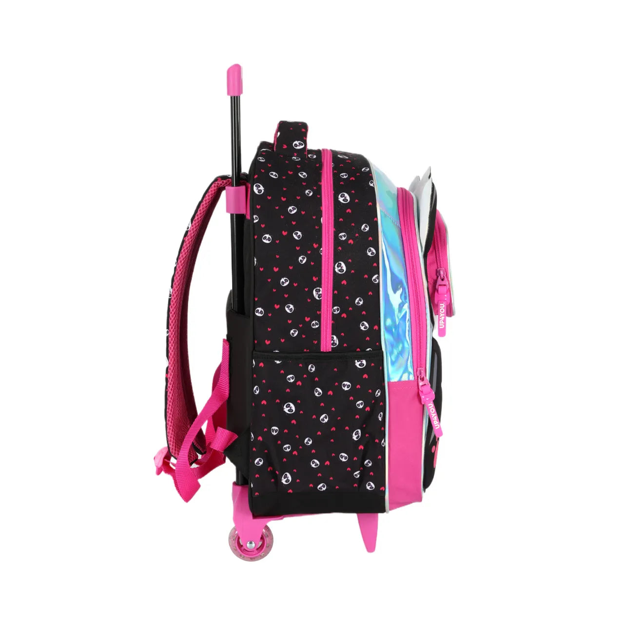 Kit Mochila Roda Panda Pink com Lancheira e Estojo Box