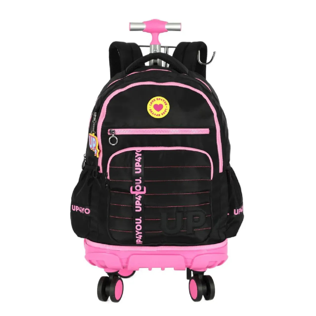 Kit Mochila Roda Up4You Preta e Rosa com Estojo Box