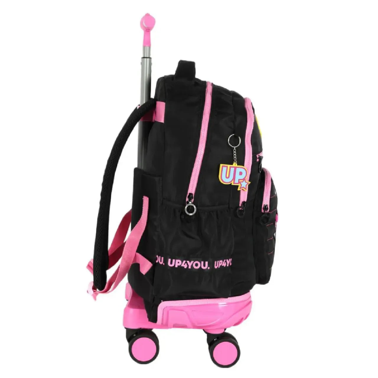 Kit Mochila Roda Up4You Preta e Rosa com Estojo Box
