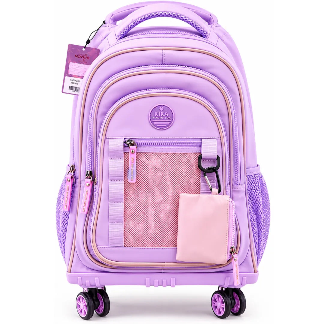Mochila de Rodinha Roxa Kika Escolar Infantil