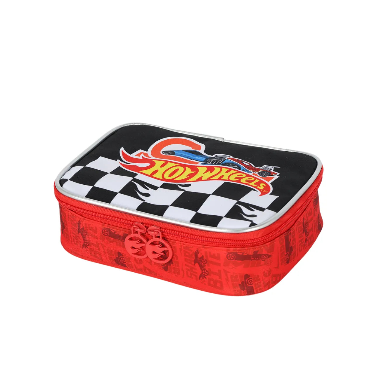 Kit Mochila de Roda Hotwheels Xadrez Vermelha com Estojo Box