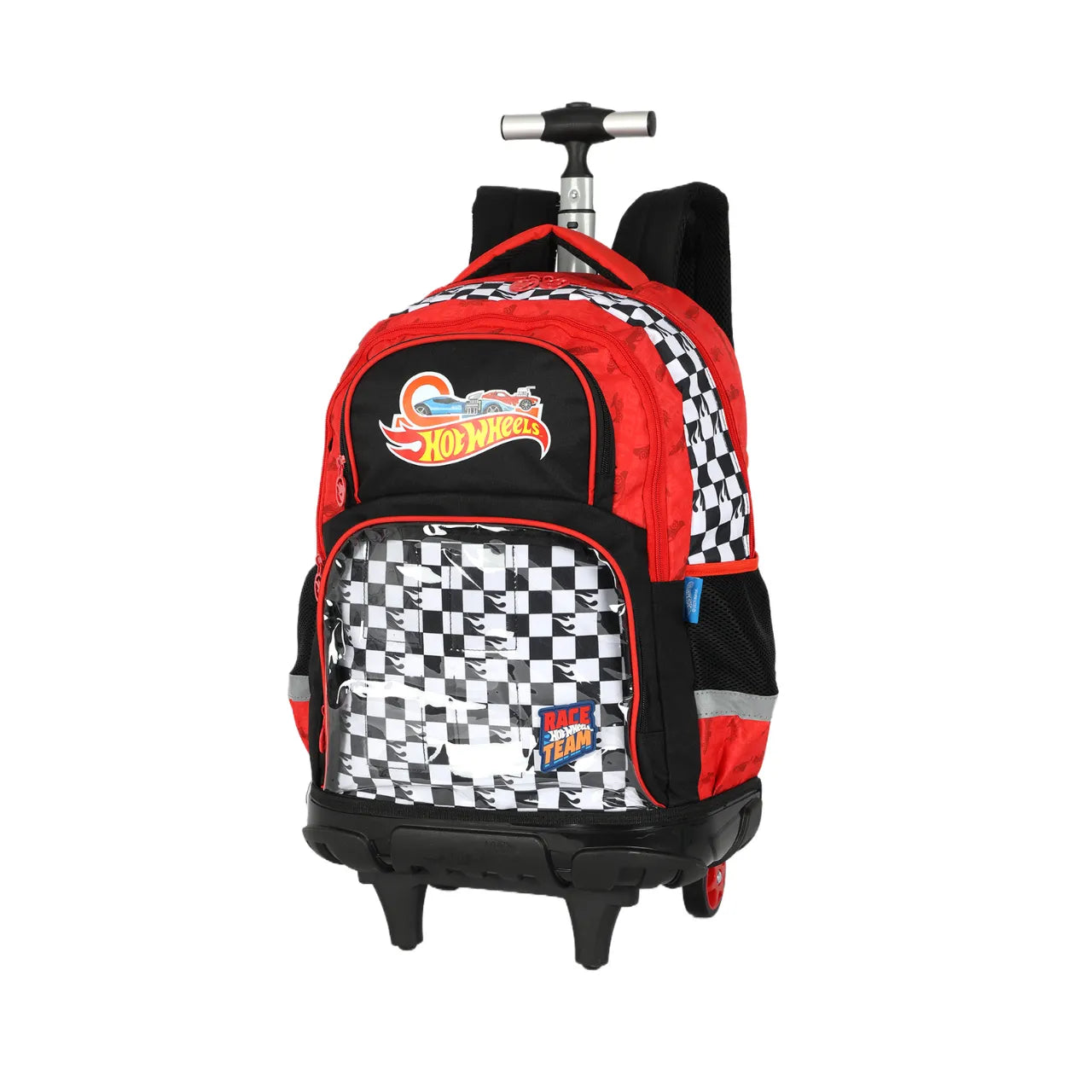 Kit Mochila de Roda Hotwheels Xadrez Vermelha com Estojo Box
