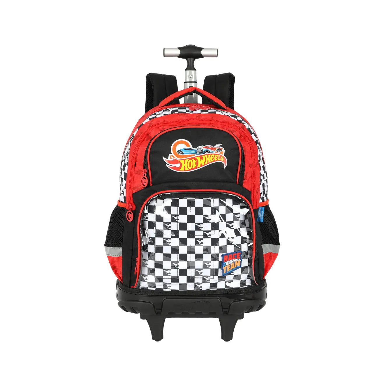 Kit Mochila de Roda Hotwheels Xadrez Vermelha com Estojo Box