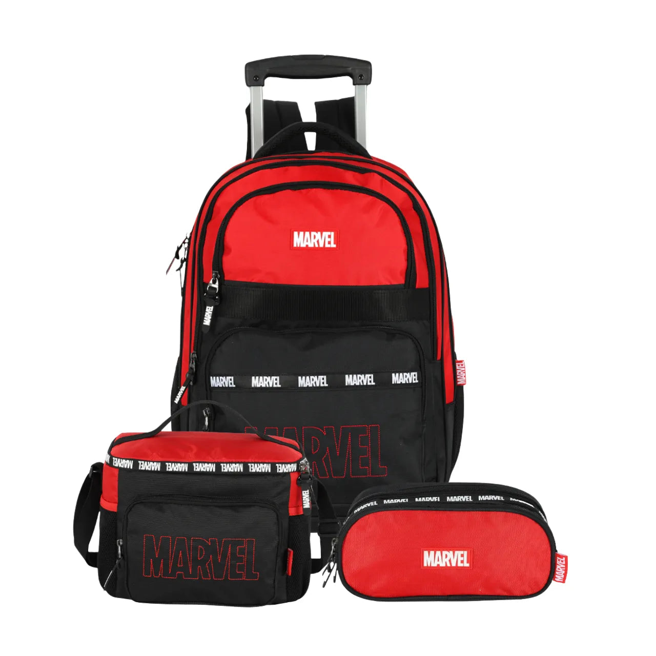 Kit Mochila de Rodas Marvel Vermelha com Lancheira e Estojo