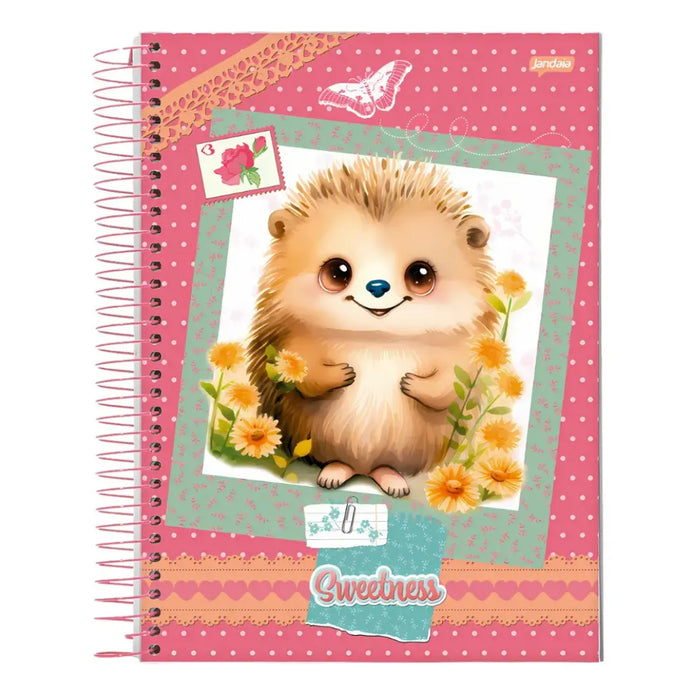 Caderno Espiral 10 Matérias Sweetness Porco-Espinho Rosa 160 Folhas