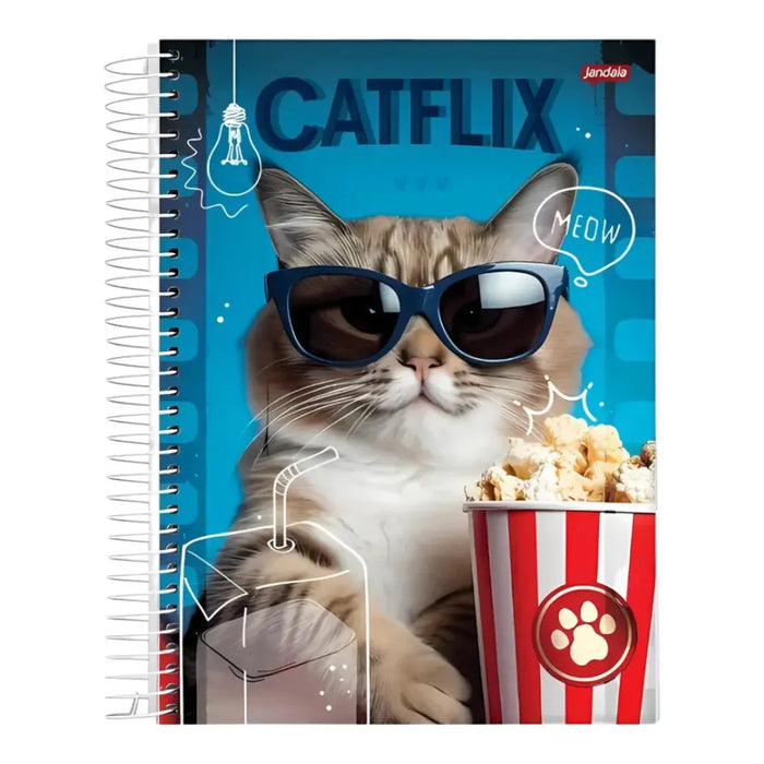 Caderno Universitário Catflix 10 Matérias 160 Folhas Jandaia
