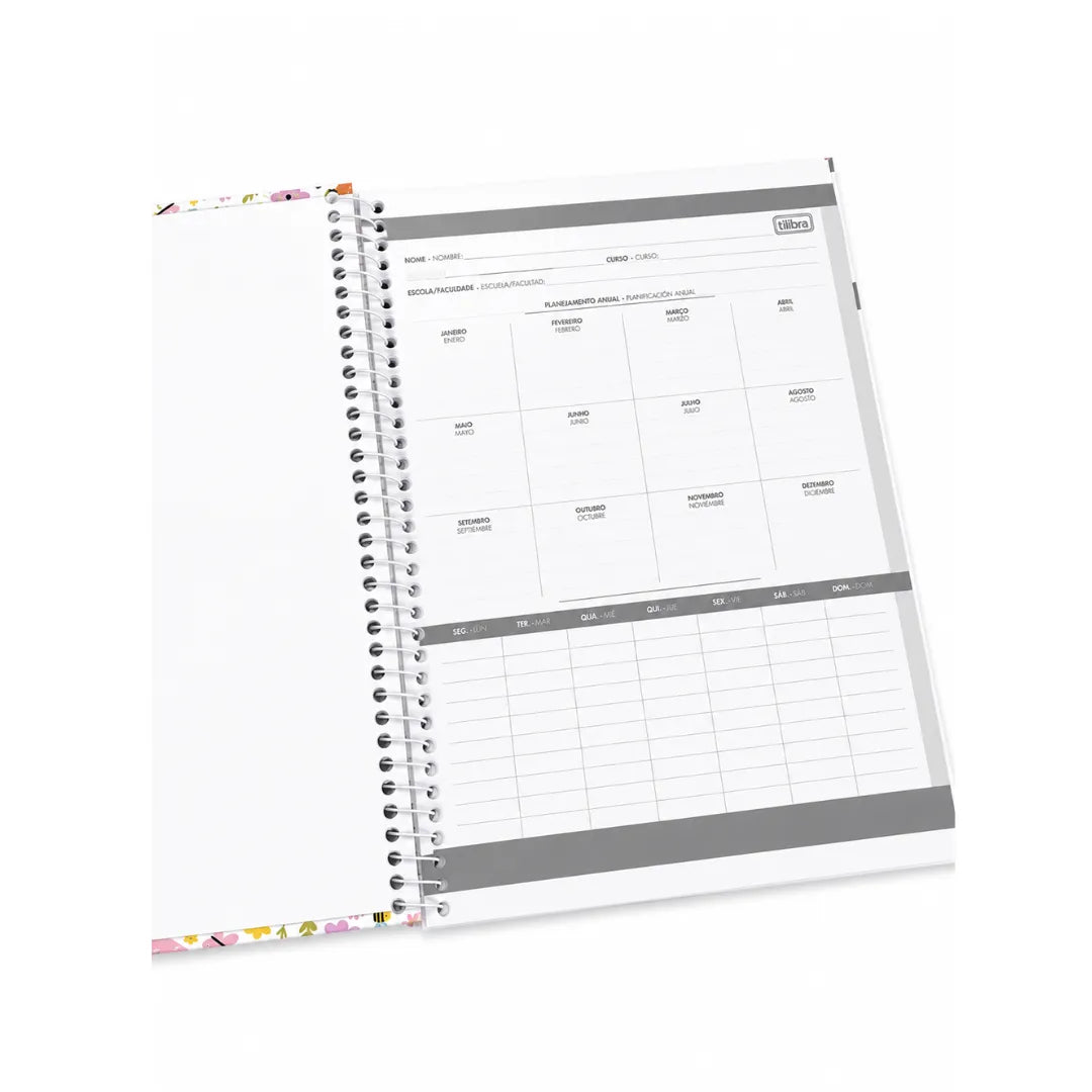 Caderno Universitário Pepper Dogs Floral 10 Matérias Tilibra