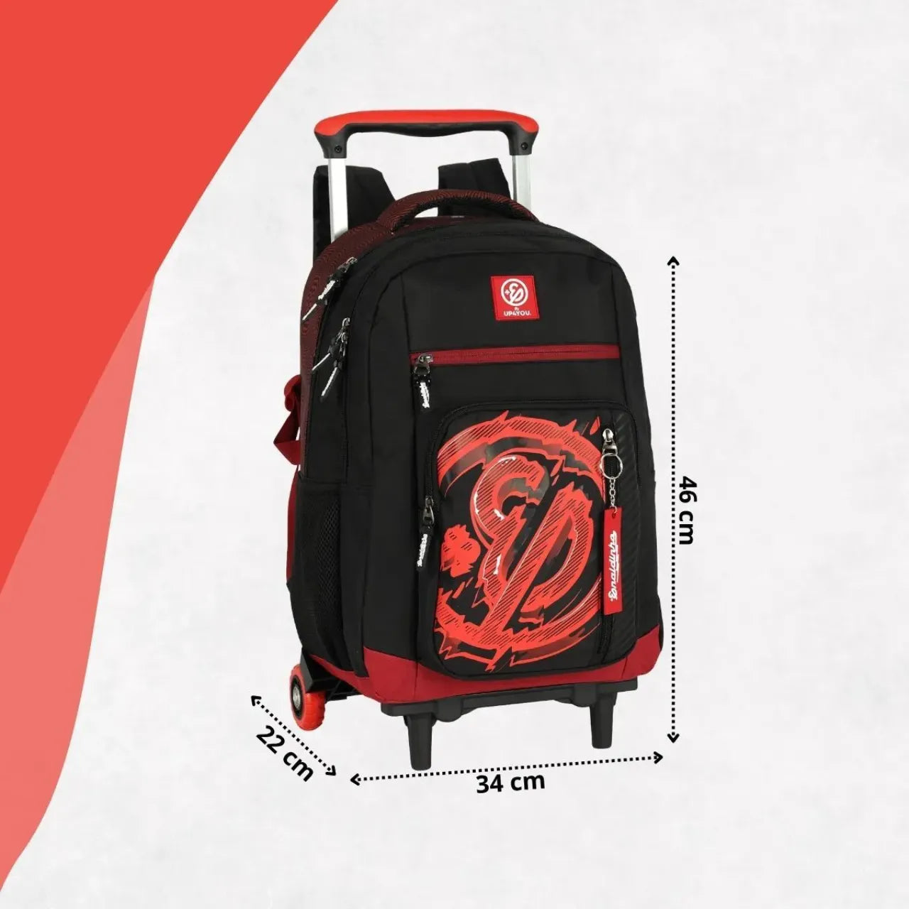 Kit Mochila de Rodas Enaldinho Vermelho com Estojo Box