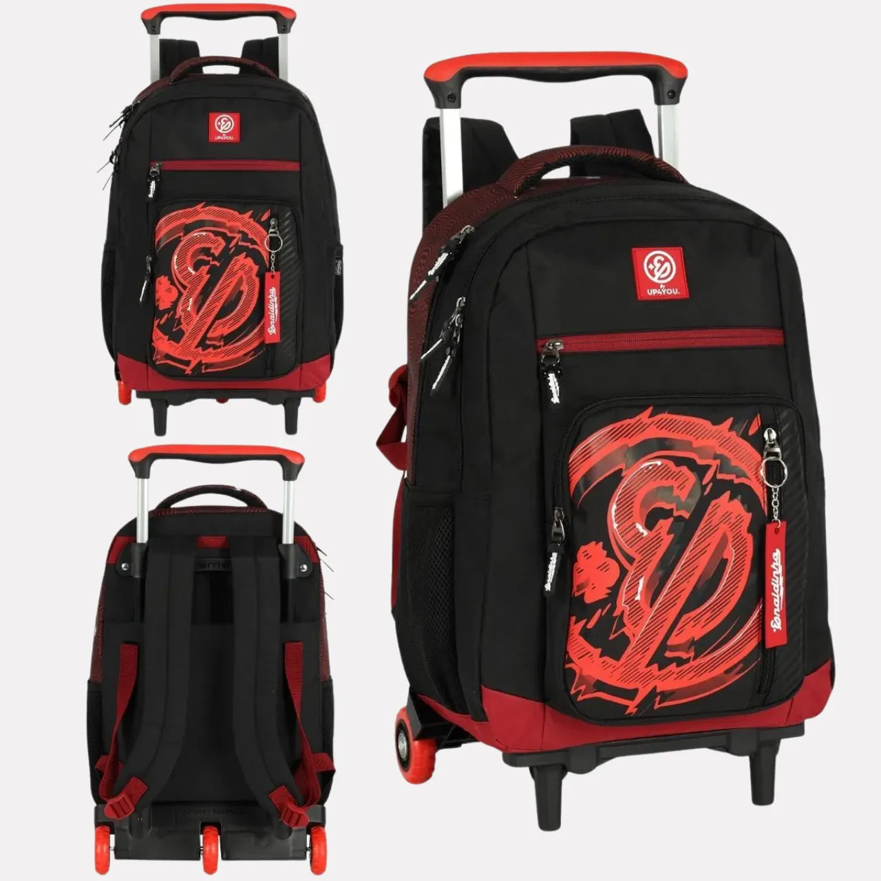Kit Mochila de Rodas Enaldinho Vermelho com Estojo Box