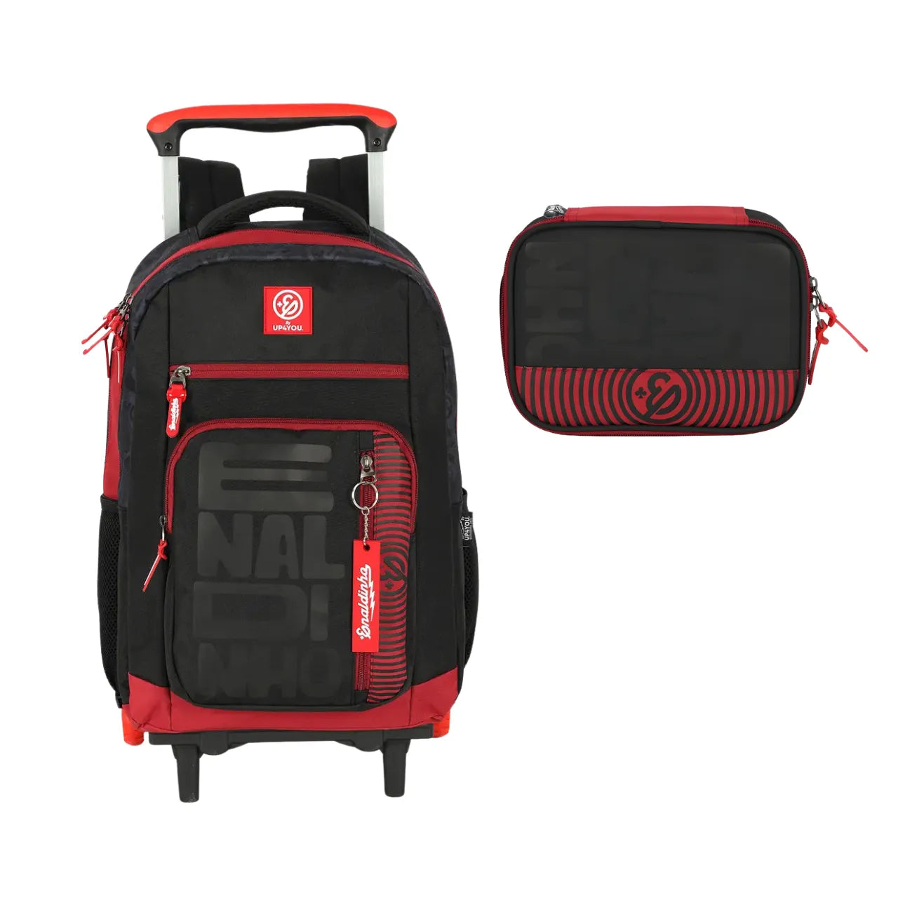 Kit Mochila de Rodas Enaldinho Preto com Estojo Box