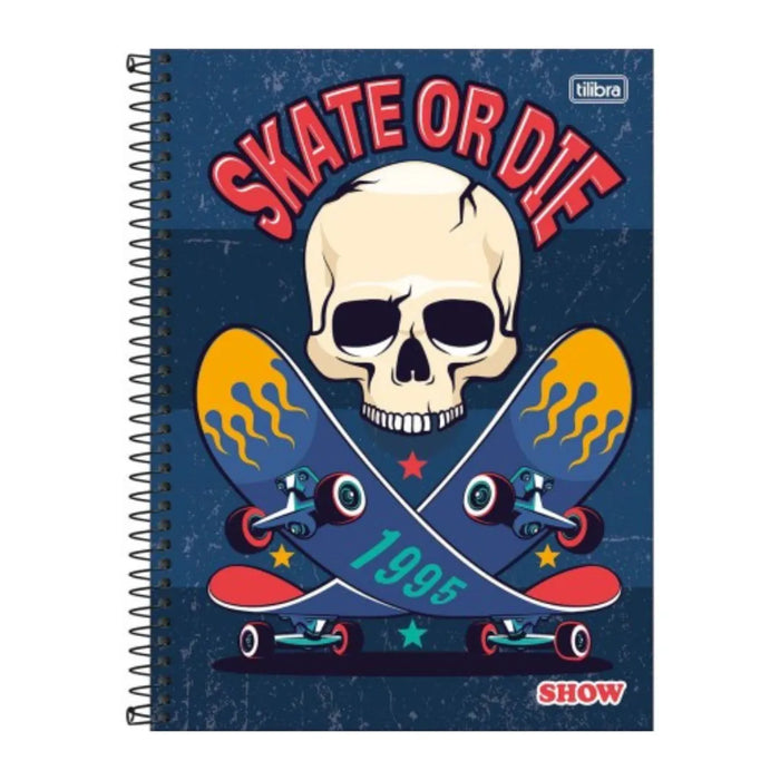 Caderno Universitário Skateboard Caveira Tilibra 10 Matérias
