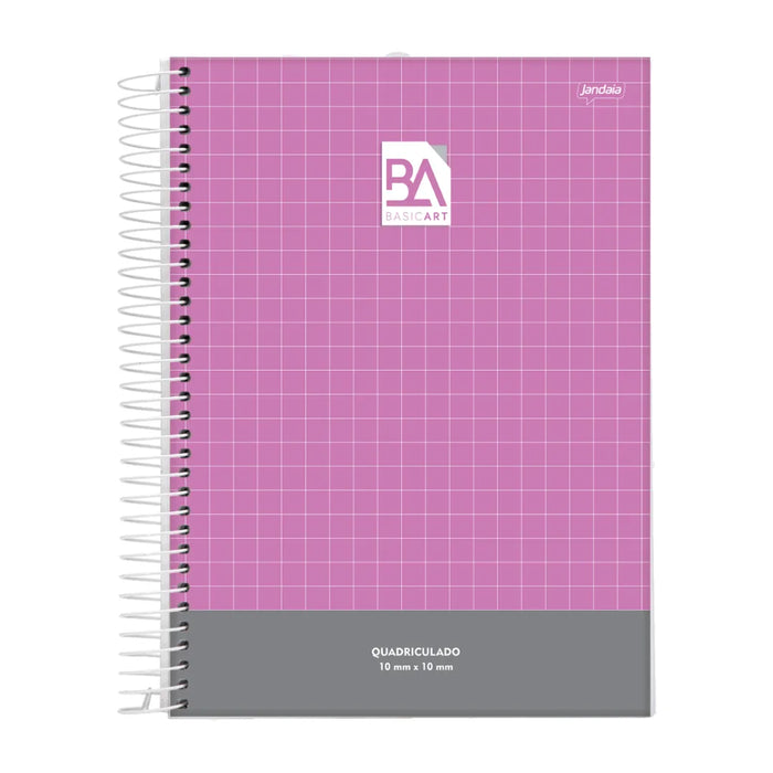 Caderno Quadriculado 1 Rosa Matéria Basic Art Jandaia