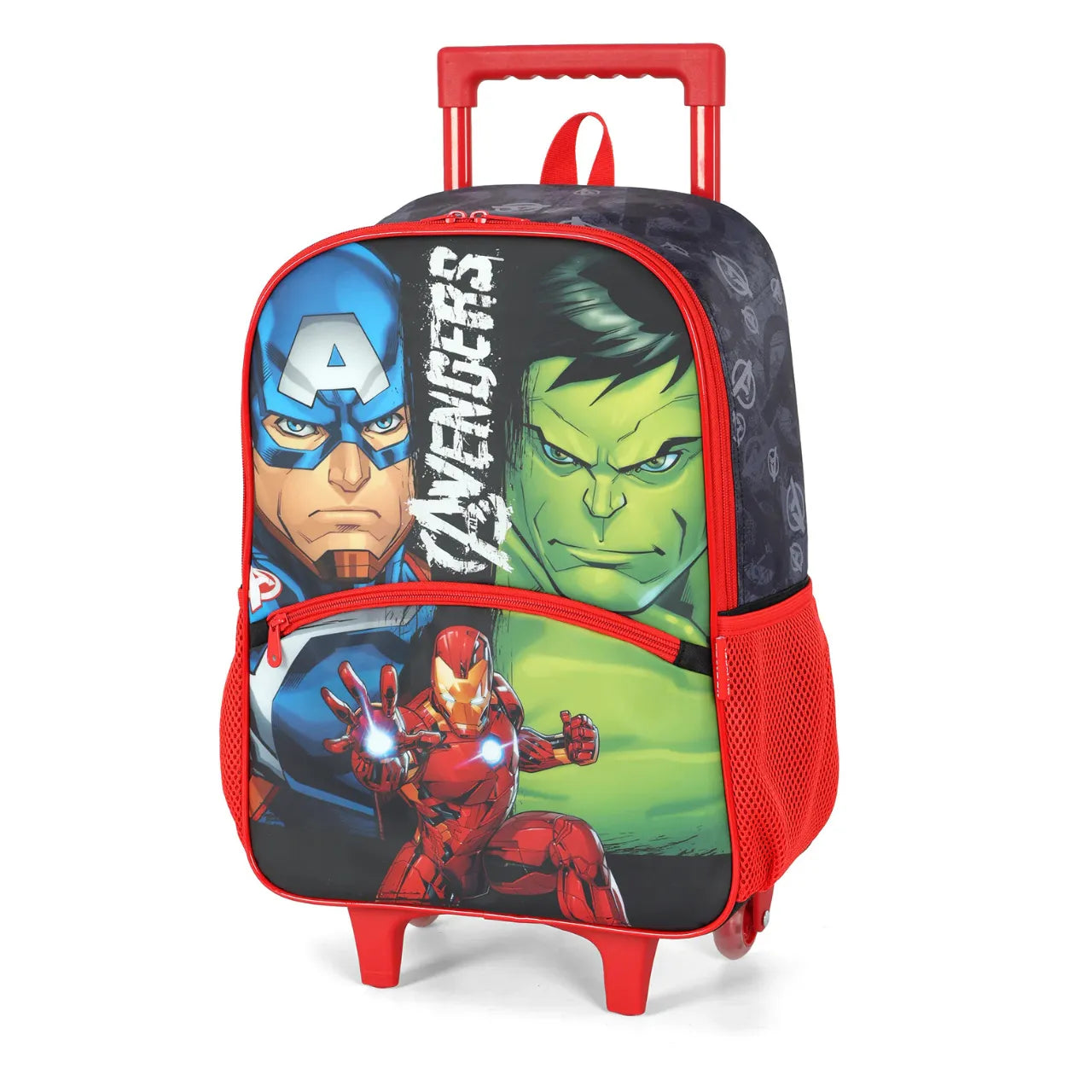 Kit Mochila de Roda Avengers Vermelho com Lancheira e Estojo
