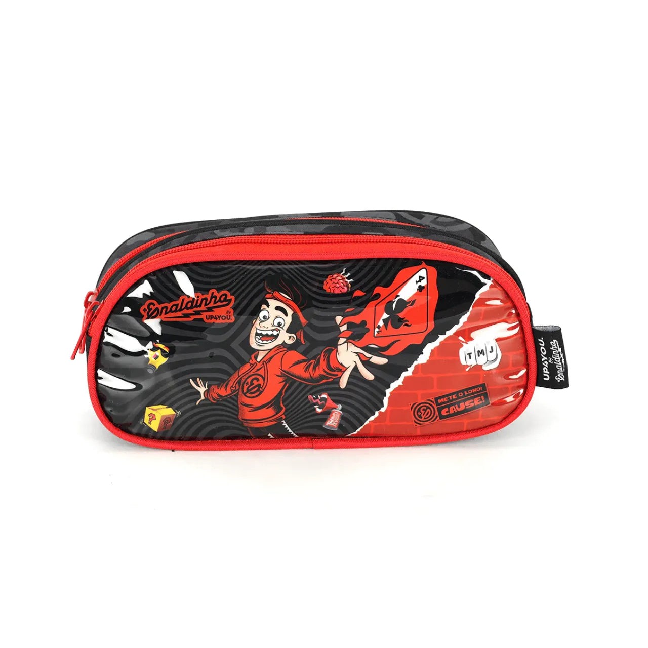 Kit Mochila de Rodas Enaldinho Preto com Lancheira e Estojo