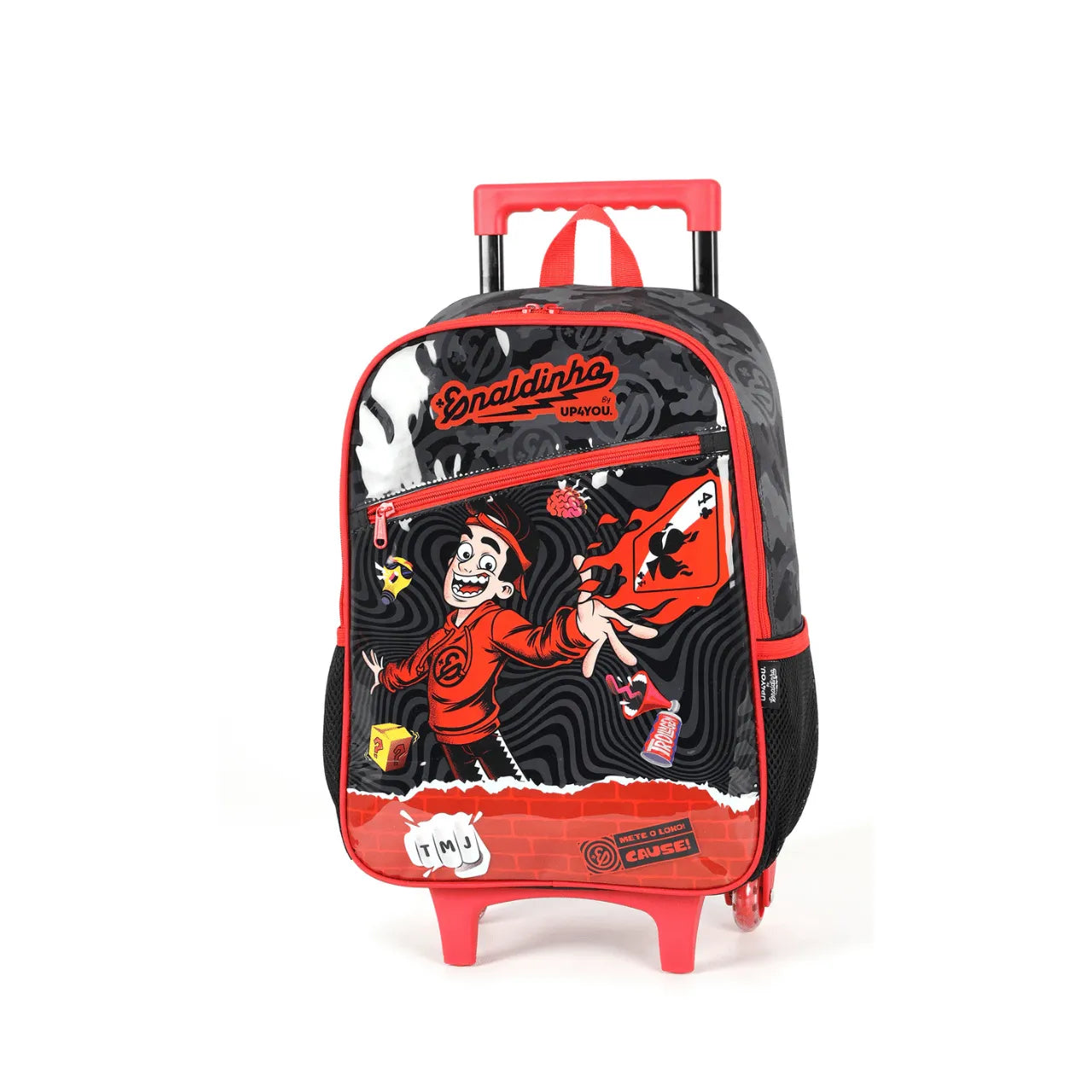 Kit Mochila de Rodas Enaldinho Preto com Lancheira e Estojo