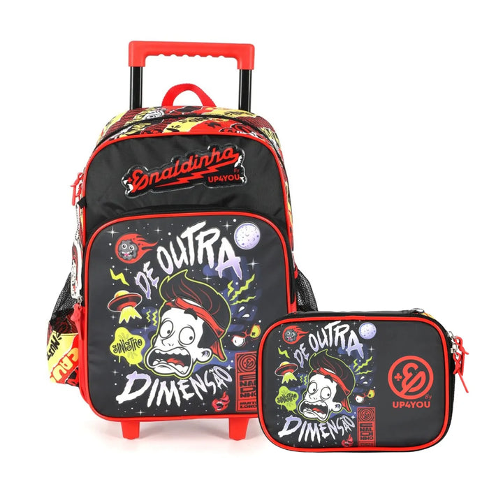 Kit Mochila de Rodas Enaldinho Preto com Estojo Box