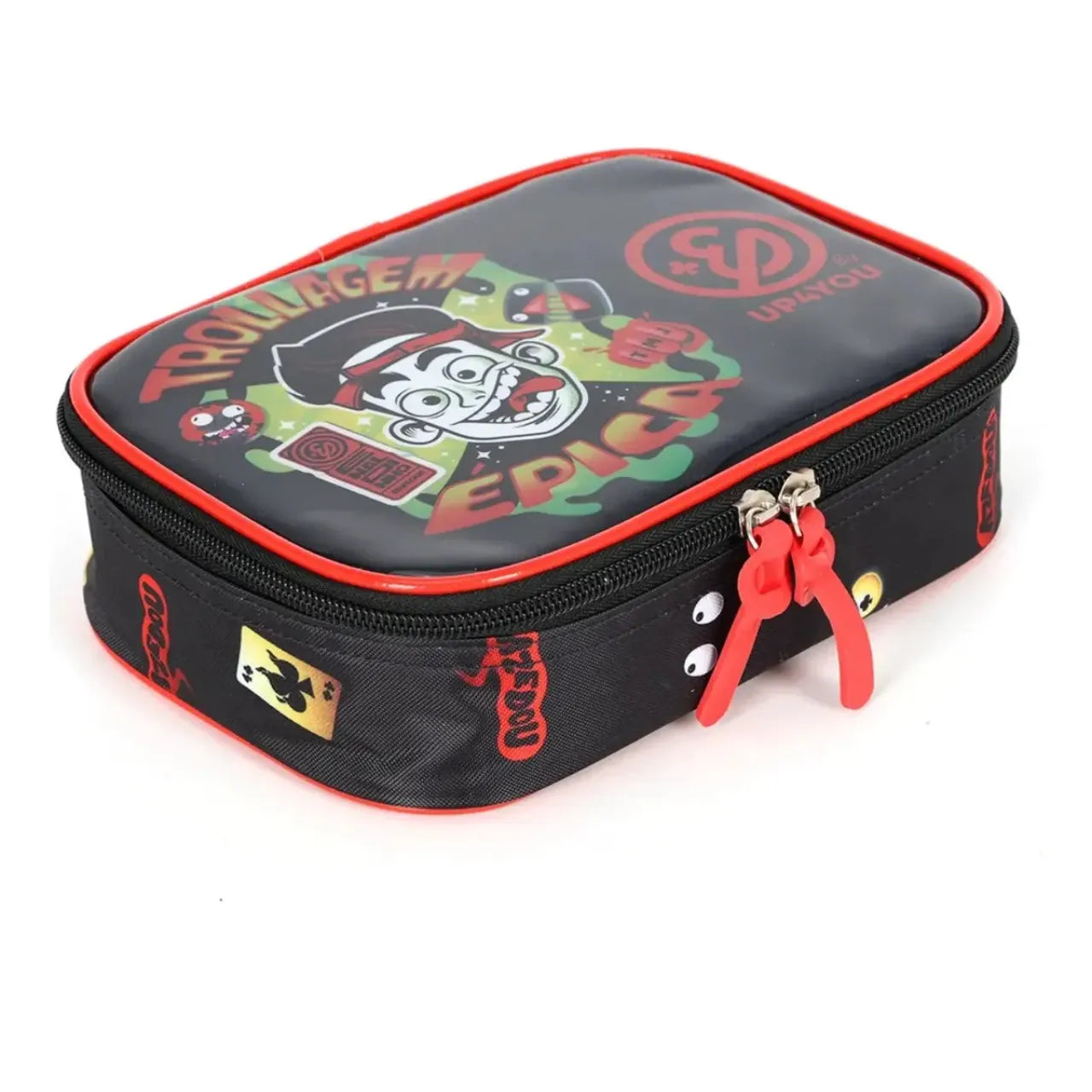 Kit Mochila de Rodas Enaldinho Vermelho com Estojo Box