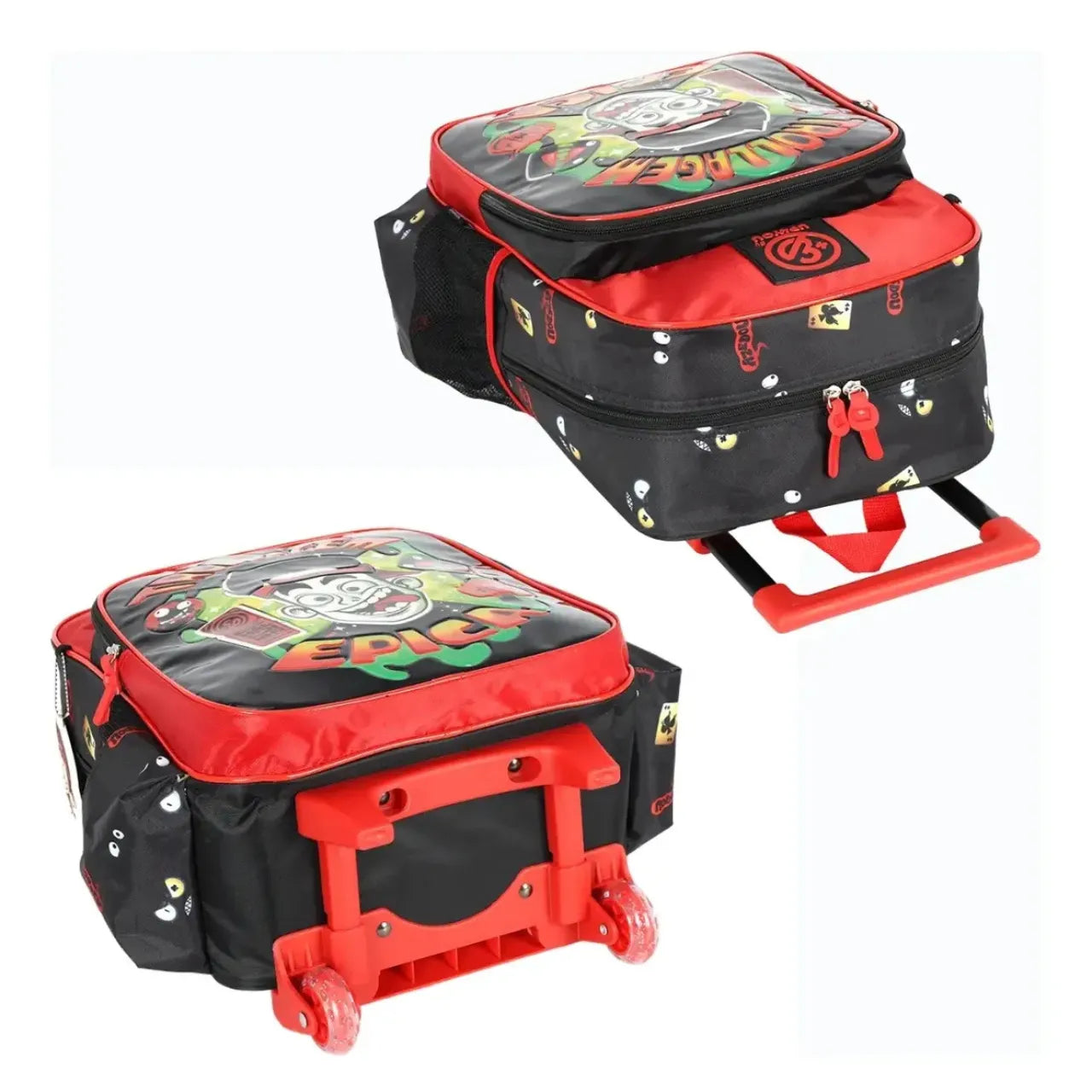 Kit Mochila de Rodas Enaldinho Vermelho com Estojo Box