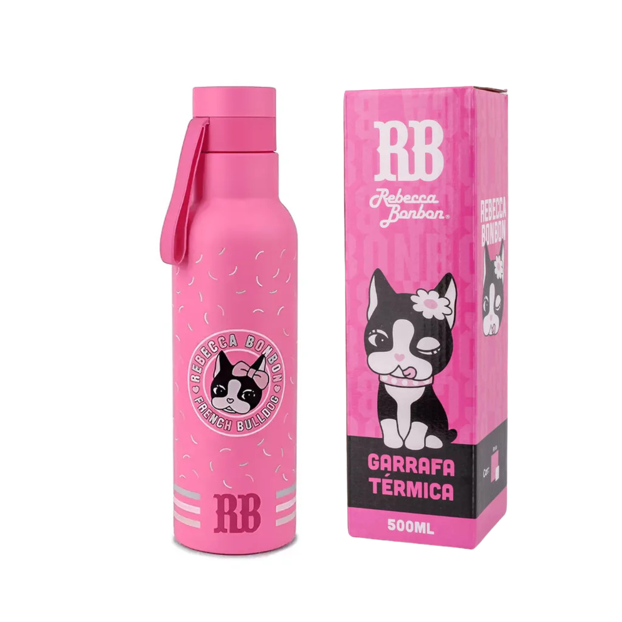 Garrafa Térmica Rebecca Bonbon Bulldog Rosa 500ml