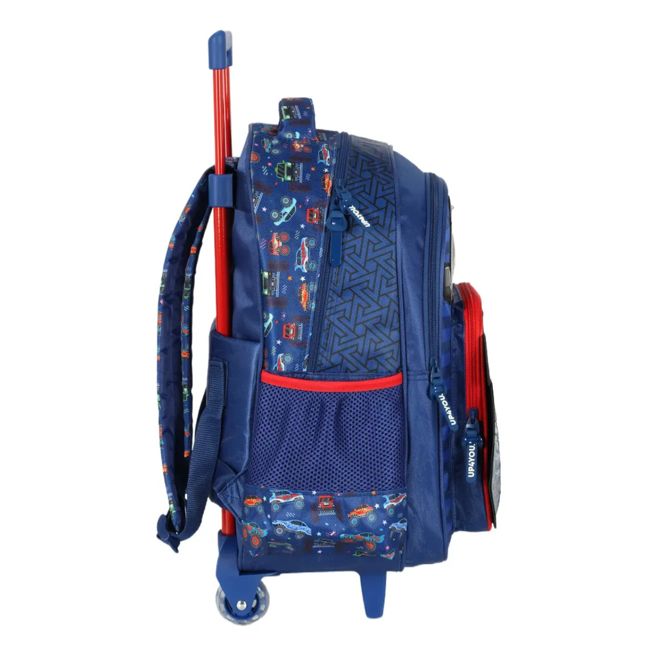 Kit Mochila de Rodas Monster Truck Azul com Lancheira
